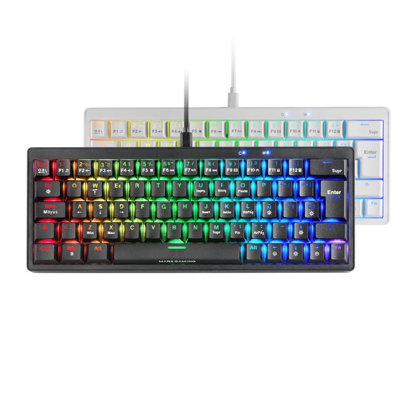 Clavier Gamer mécanique (Yellow Silent) Mars Gaming MKMiniPro RGB (Noir)