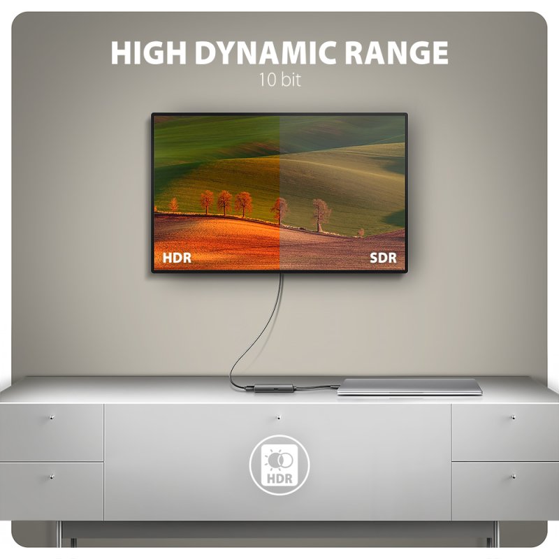 Axagon RVC-HI8KPD, USB-C - HDMI 2.1 redukce / adaptér, 8K/60Hz, 4K/144Hz, HDR10 , PD100W 0,16 m USB Type-C HDMI USB