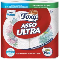 Foxy Asso Ultra Schleier Plus Dryer Dryer, 2 Rolls, Absorbent And Durable