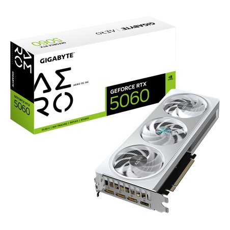 GIGABYTE GeForce RTX 5060 AERO OC 8G Graphics Card - 8GB GDDR7, 128bit, PCI-E 5.0, 2595 MHz Core Clock, 3 x
