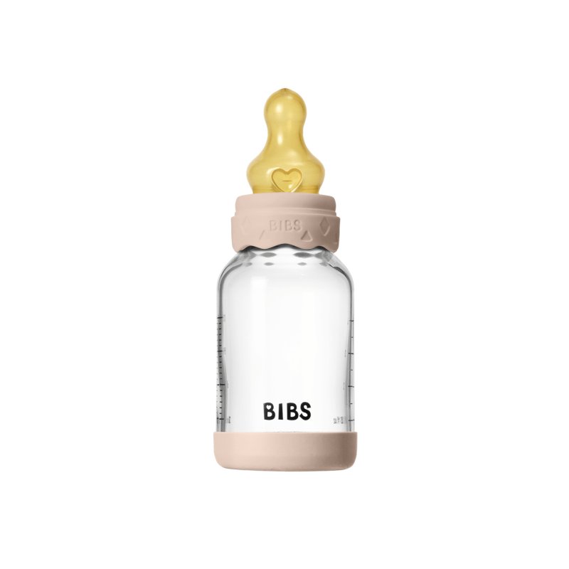 BIBS - Glass Boheme Baby Bottle Round Latex - Blush - 120 ml
