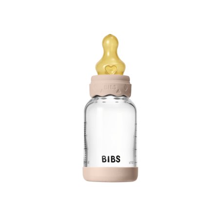 BIBS - Glass Boheme Baby Bottle Round Latex - Blush - 120 ml