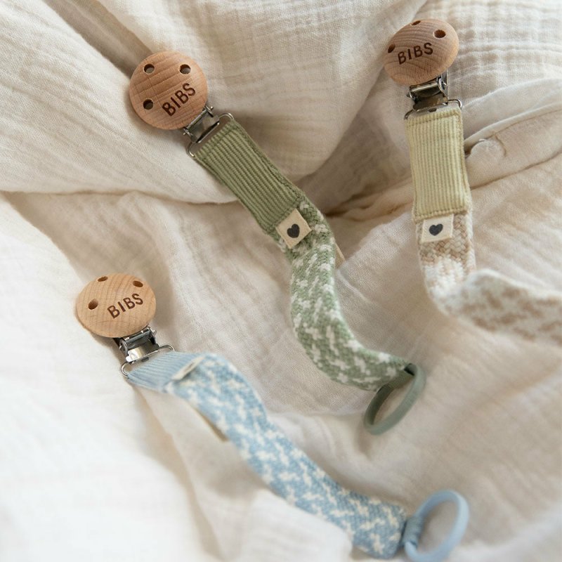 Bibs Pacifier Clip Sage/Ivory