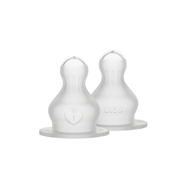 BIBS - Baby Bottle Nipple Round Silicone 2 Pack - Slow Flow