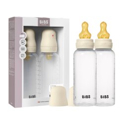 BIBS - Baby Bottle Round Latex 2 Pack Medium Flow - Ivory - 270 ml