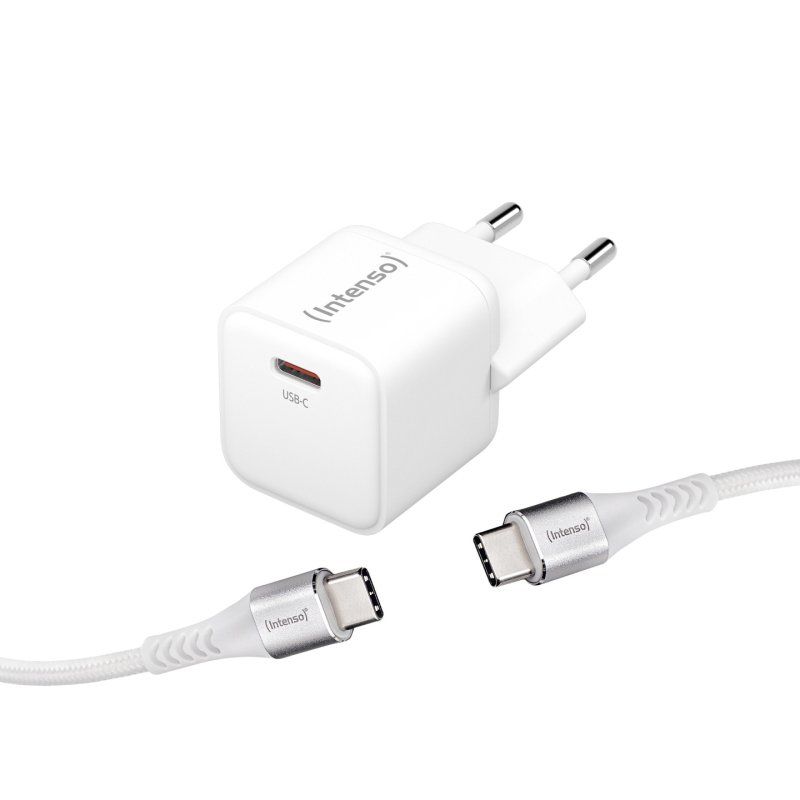 Intenso Power Adapter W30C GaN C315C Kabel 1,5m weiß 1x USB-C, Output: max. 30 Watt, GaN-Technologie