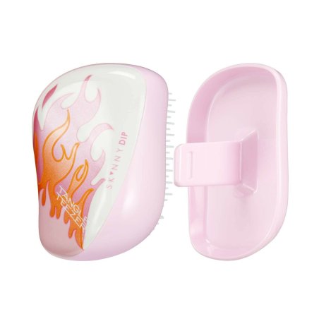 Perie pentru par Tangle Teezer Compact Styler Smooth & Shine Skinny Dip Flames, Roz Alb
