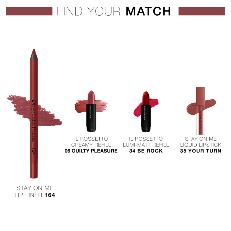 Diego Dalla Palma Stay On Me Lip Liner Long Lasting Lip Pencil 164 Marsala