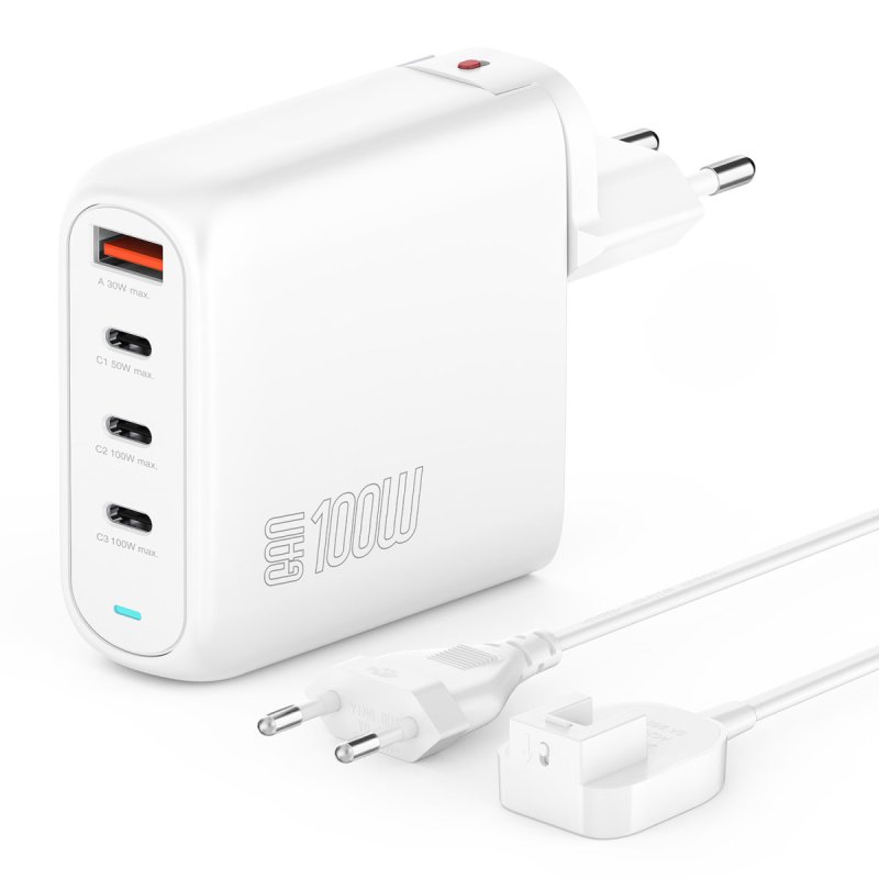 4smarts Ladegert GaN Flex Pro 100W 3 USB-C 1 USB-A. wei