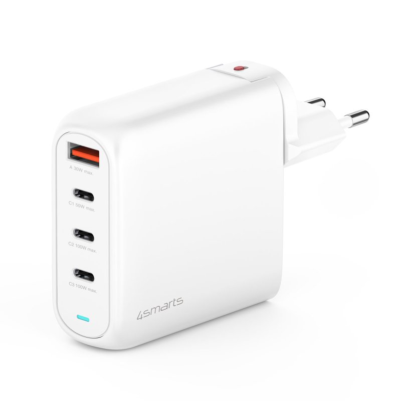 4smarts Ladegert GaN Flex Pro 100W 3 USB-C 1 USB-A. wei
