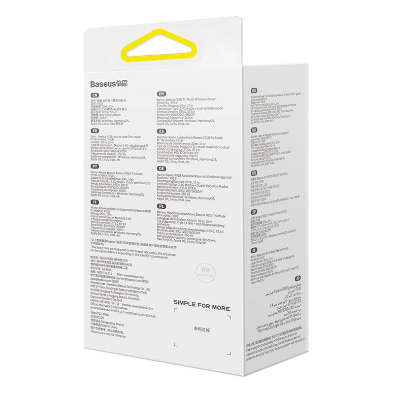 Wireless mouse Baseus F01B Tri-mode  2.4G BT5.0 1600 DPI (pink)