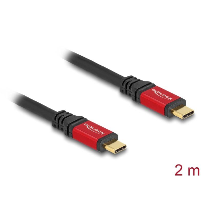 DeLOCK USB 2.0 Cable USB Type-C male to male PD 3.0 100 W E-Marker 2 m red metal