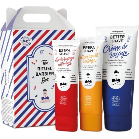 Coffret RITUEL : Prepa-Shave 75/ Better-Shave 175 / Extra-Shave 75Certifié COSMOS NATURAL par ECOCERT