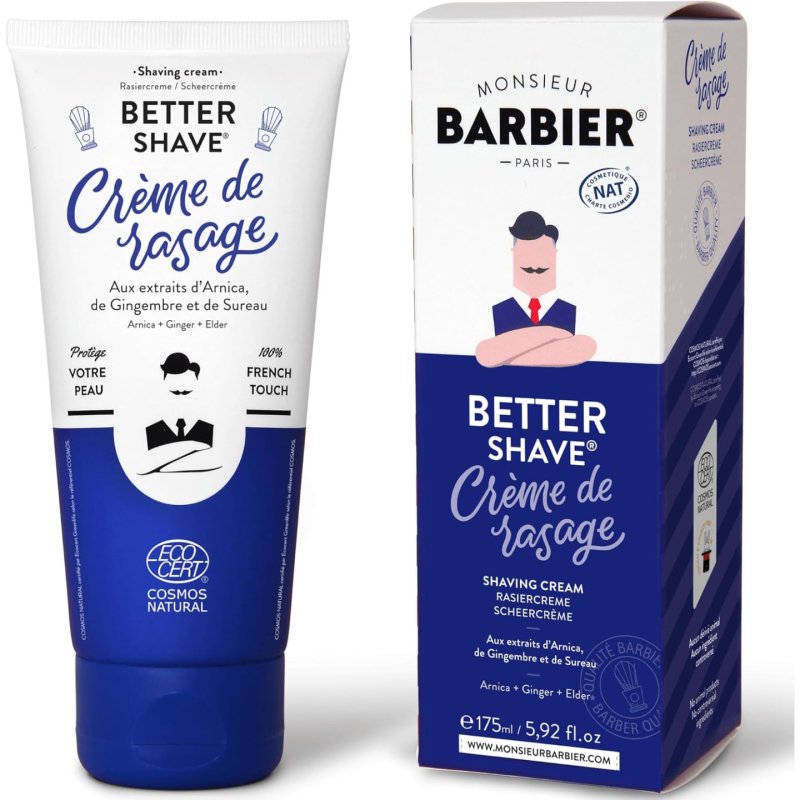 Crème de rasage (175 mL / 5.9 oz)Certifié COSMOS NATURAL par ECOCERT