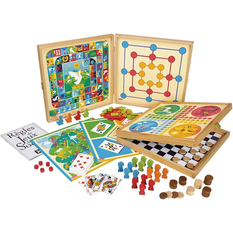 JEUJURA Coffret De Jeux Bois - 80 Regles