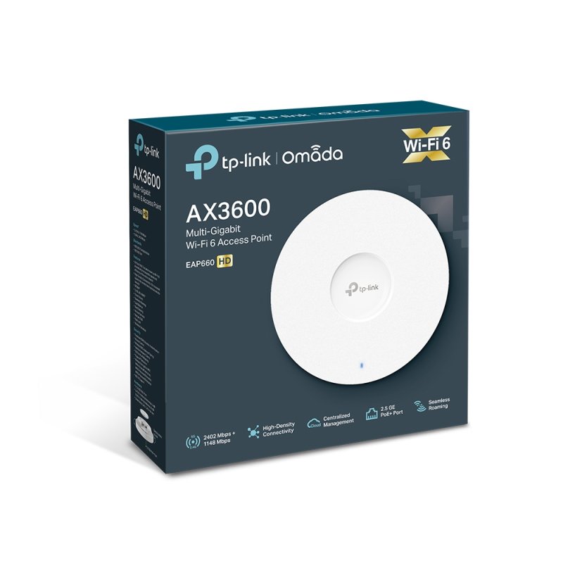 TP-LINK (EAP660 HD) AX3600 Dual Band Wireless Multi-Gigabit Ceiling Mount Wi-Fi 6 Access Point, PoE , 2.5GB LAN,