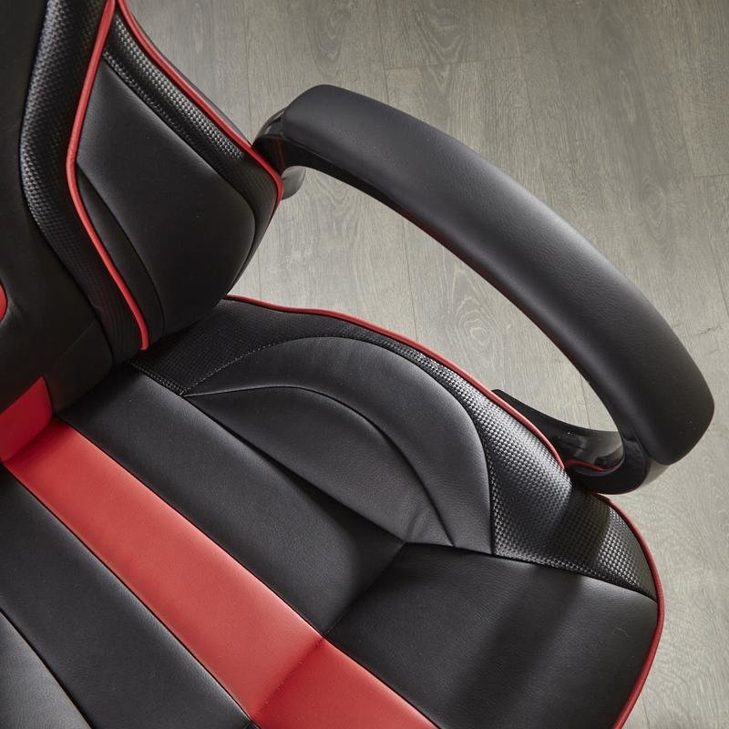 § X Rocker - Maverick Height Adjustable Black & Red Office Gaming Chair with Natural Lumbar support