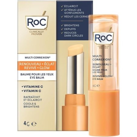 RoC Multi Correxion Revive Glow Eye Balm Vitamin C Peptide Formula Dark Circle Puffiness Reduction Touchless
