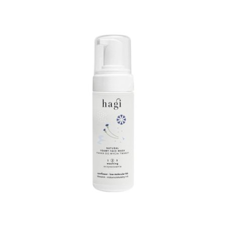 Hagi Natural Face Cleansing Foam with Hyaluronic Acid, Algae, Cornflowers, and Betaine 150ml