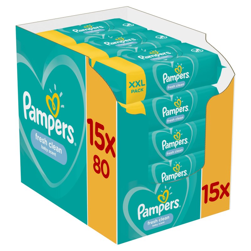 Pampers Fresh Clean Baby Wipes 1200 Wet Wipes Baby Scent
