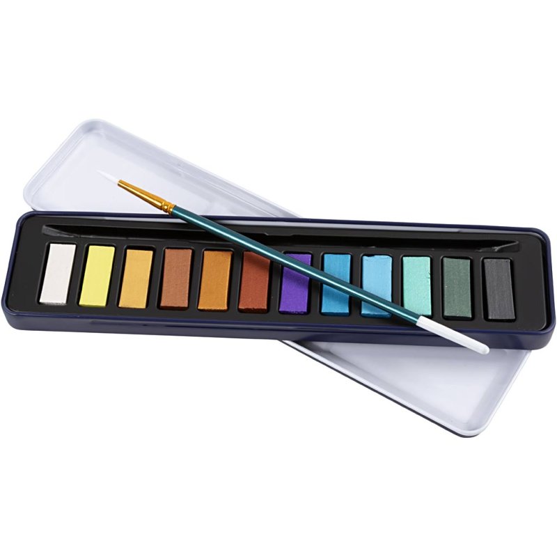 Colortime - Watercolour kit, metallic colours, 12 colours/1 pack - ()