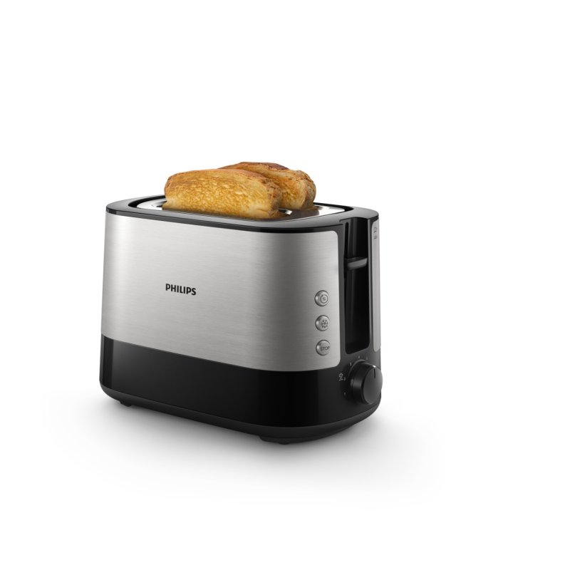 Philips Viva Collection Toaster – 2 Toastschlitze, 7 Stufen - Schwarz/Silber
