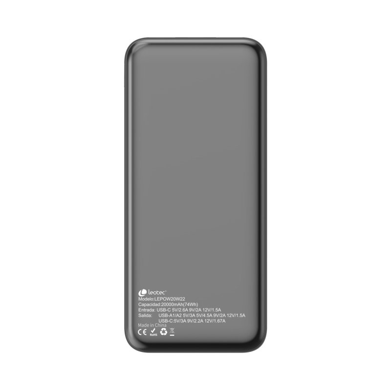 Leotec LEPOW20W22K power bank Lithium Polymer (LiPo) 20000 mAh Black