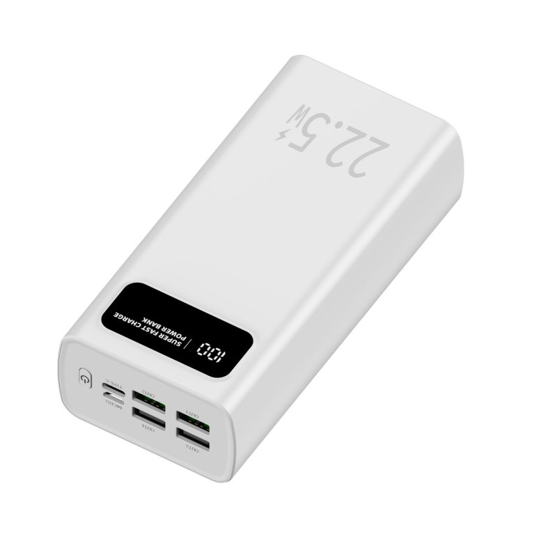 LEOTEC POWERBANK 30000MAH 22,5W PD20W BLAN (1 USB-C 4USB-A INC USB-A A USB-C)