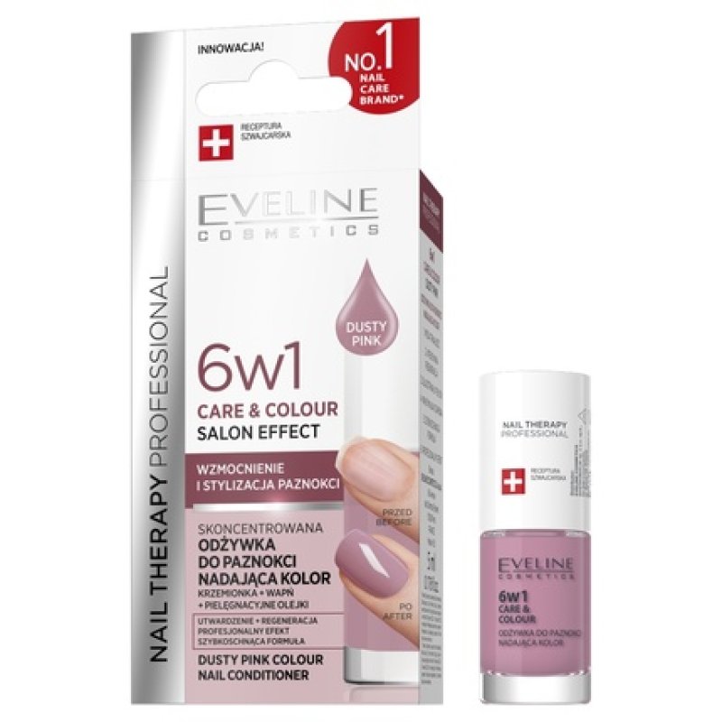 Eveline Nail Therapy 6 In 1 Care & Colour Concentrated Nail Treatment Dusty Pink 5ml