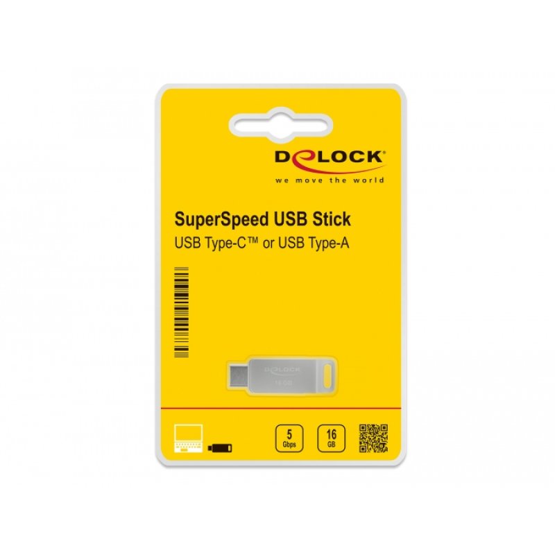 DeLOCK USB 5 Gbps USB-C Type-A Memory Stick 16 GB - Metal Housing