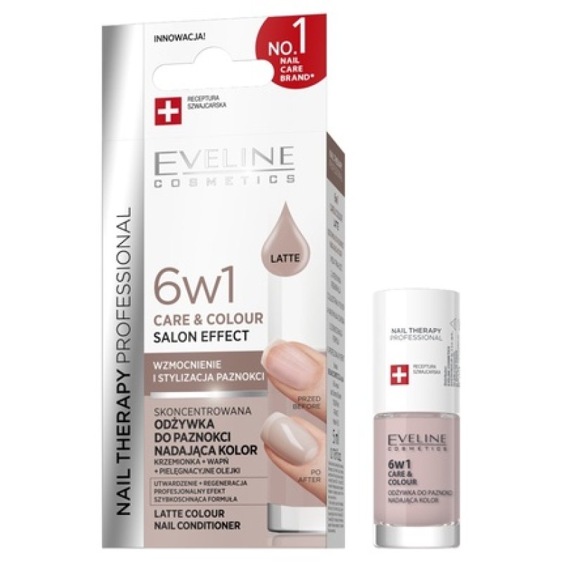 Eveline Nail Therapy 6 In 1 Care & Colour Concentrated Nail Treatment Latte 5ml