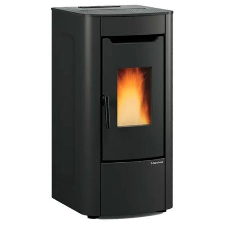 1293606-POELE A GRANULES-7KW-A -FLAMME VERTE-CSTB-FOYER FONTE-SORTIE AR *