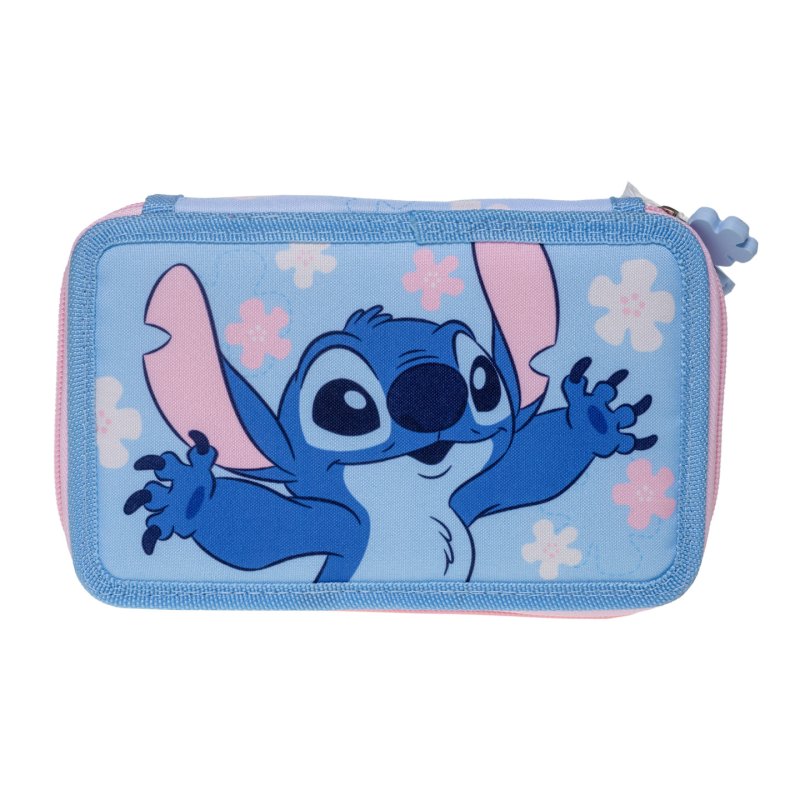 Stor - Stitch Filled Double Pencil Case - 19.5 x 12.5 x 5 cm