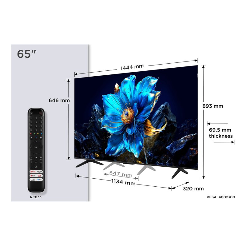 TCL P79K 65P79K TV 165.1 cm (65") 4K Ultra HD Smart TV Wi-Fi Metallic 430 cd/m²