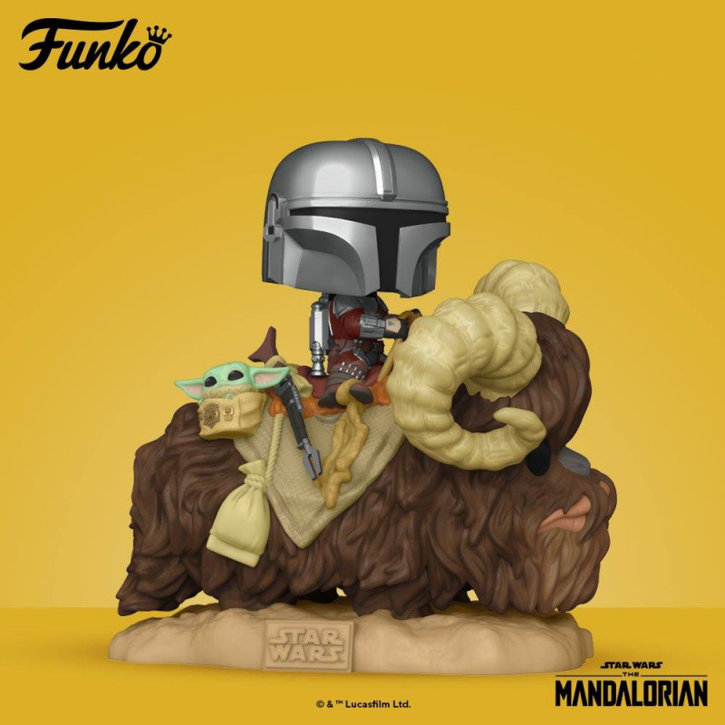 THE MANDALORIAN - Pop Deluxe N° 416 - Mando on Bantha w/ Child in Bag