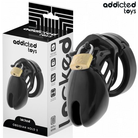 ADDICTED TOYS LOCKED - OBSIDIAN HOLD PENIS CAGE SIZE S