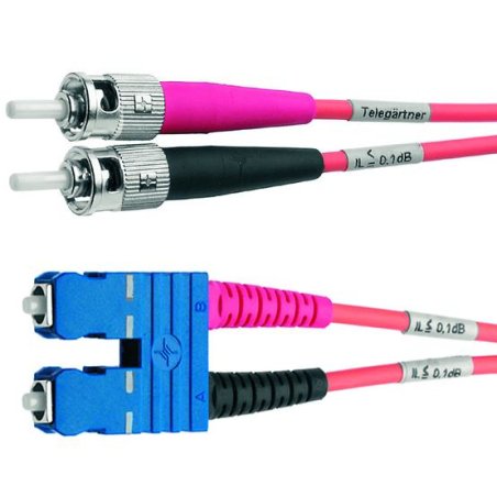 TELEG Câble adaptateur duplex 9/125 OS2 2x ST - 1x SC dpx bleu 1m