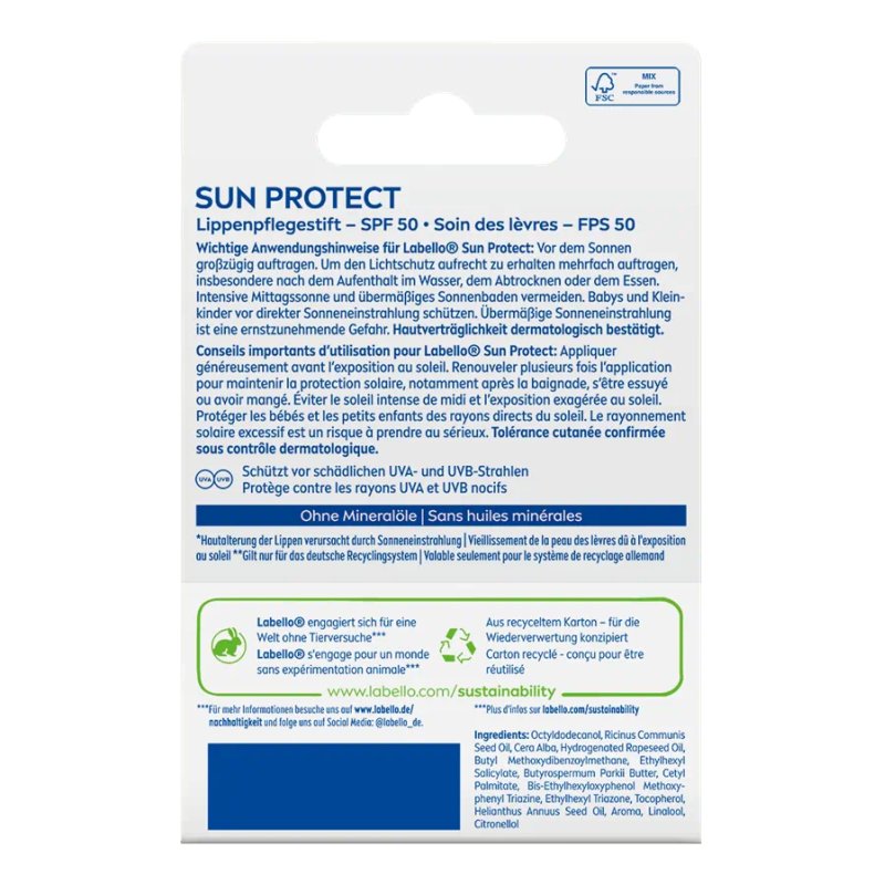 Labello Sun Protect LSF 50 baume pour les lèvres Beaume pour les lèvres Unisexe 4,8 g