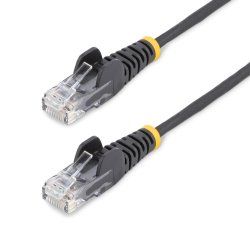 StarTech.com Câble Ethernet CAT6 Noir Fin de 7m, Sans Accroc, 100W PoE, UTP, LSZH, Fil de Cuivre Pur 28AWG, Cordon