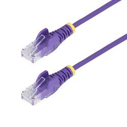StarTech.com Câble Ethernet CAT6 Violet Fin de 2,5m, Sans Accroc, 100W PoE, UTP, LSZH, Fil de Cuivre Pur 28AWG, Cordon