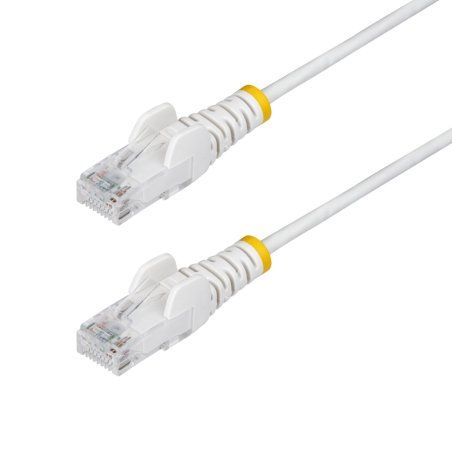 StarTech.com Câble Ethernet CAT6 Blanc Fin de 1,5m, Sans Accroc, 100W PoE, UTP, LSZH, Fil de Cuivre Pur 28AWG, Cordon