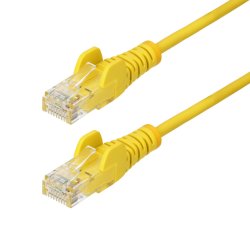 StarTech.com Câble Ethernet CAT6 Jaune Fin de 3m, Sans Accroc, 100W PoE, UTP, LSZH, Fil de Cuivre Pur 28AWG, Cordon