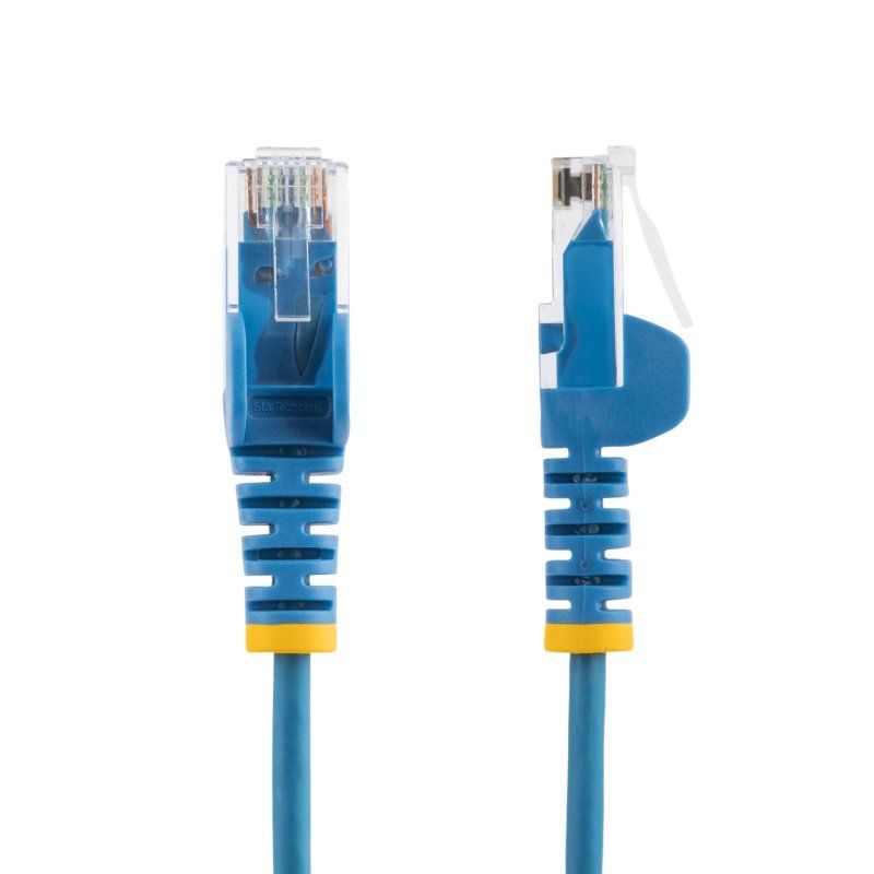 StarTech.com 15m Blue Slim CAT6 Ethernet Cable, Snagless, 100W PoE, UTP, LSZH, 28AWG Pure Bare Copper Wire, Slim RJ45