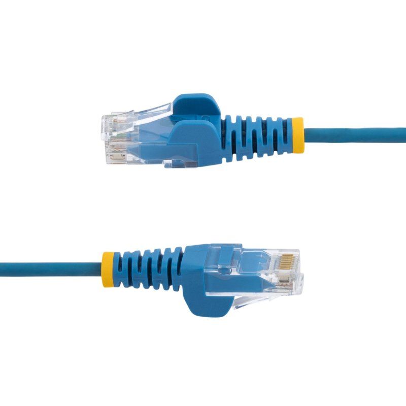 StarTech.com 15m Blue Slim CAT6 Ethernet Cable, Snagless, 100W PoE, UTP, LSZH, 28AWG Pure Bare Copper Wire, Slim RJ45