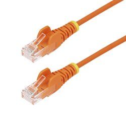 StarTech.com 1.5m Orange Slim CAT6 Ethernet Cable, Snagless, 100W PoE, UTP, LSZH, 28AWG Pure Bare Copper Wire, Slim