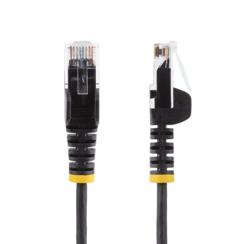 StarTech.com 15m Black Slim CAT6 Ethernet Cable, Snagless, 100W PoE, UTP, LSZH, 28AWG Pure Bare Copper Wire, Slim RJ45