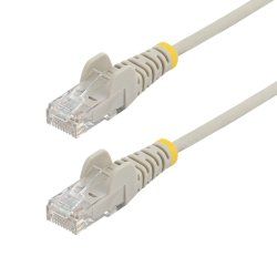 StarTech.com 15m Gray Slim CAT6 Ethernet Cable, Snagless, 100W PoE, UTP, LSZH, 28AWG Pure Bare Copper Wire, Slim RJ45