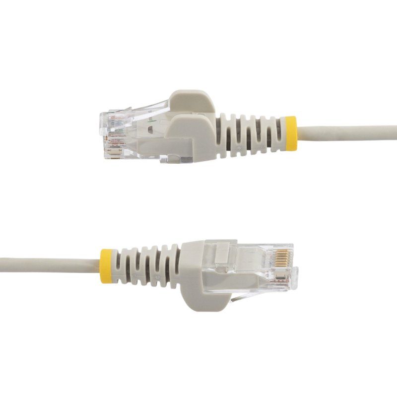 StarTech.com 15m Gray Slim CAT6 Ethernet Cable, Snagless, 100W PoE, UTP, LSZH, 28AWG Pure Bare Copper Wire, Slim RJ45