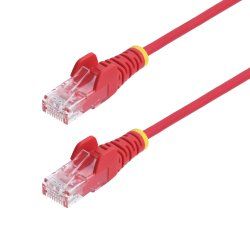 StarTech.com 1m Red Slim CAT6 Ethernet Cable, Snagless, 100W PoE, UTP, LSZH, 28AWG Pure Bare Copper Wire, Slim RJ45