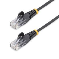 StarTech.com 10m Black Slim CAT6 Ethernet Cable, Snagless, 100W PoE, UTP, LSZH, 28AWG Pure Bare Copper Wire, Slim RJ45